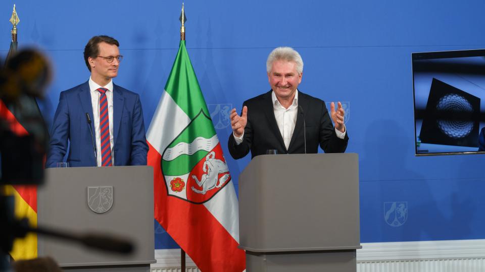 Pressekonferenz mit Ministerpräsident NRW Hendrik Wüst und Wirtschaftsminister NRW Andreas Pinkwart